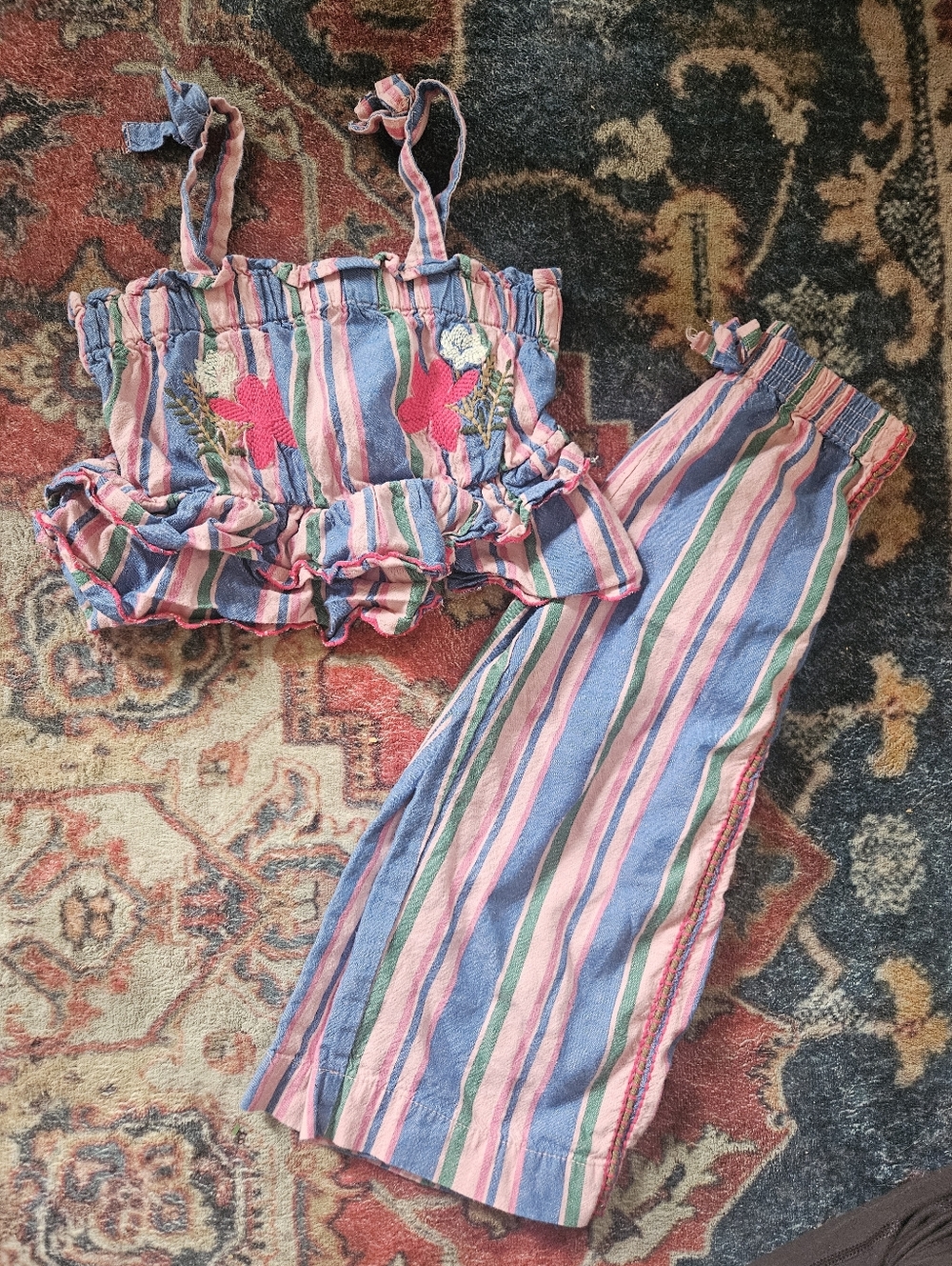 Zara Striped Embroidered Set